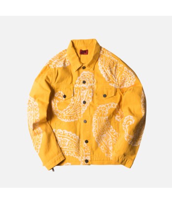 424 Paisley Denim Trucker Jacket - Yellow Le MVP de beaucoup