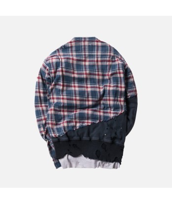 Greg Lauren 50/50 Everest Fleece Pullover Studio Shirt - Navy Profitez des Offres !