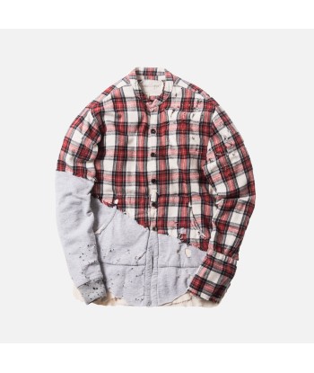 Greg Lauren 50/50 Mountaineer Fleece Studio Shirt - Grey / Red s'inspire de l'anatomie humaine