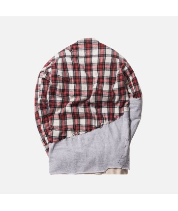 Greg Lauren 50/50 Mountaineer Fleece Studio Shirt - Grey / Red s'inspire de l'anatomie humaine