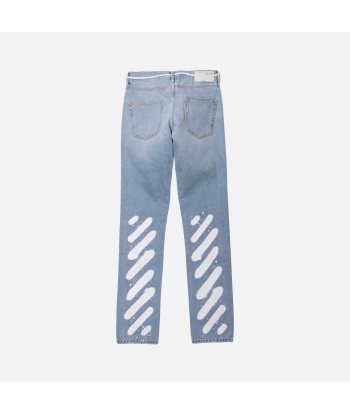 Off-White Diagonal Spray Slim Denim - Light Blue est présent 