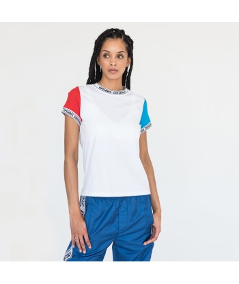 Opening Ceremony Logo Trim Fem Tee - White / Blue / Red commande en ligne