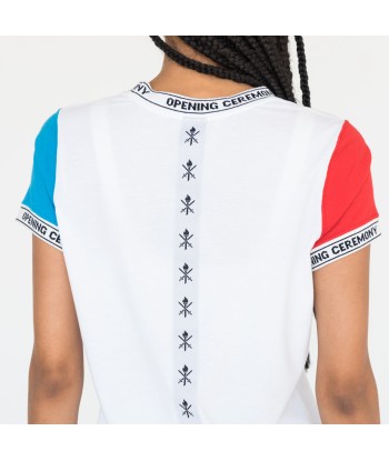 Opening Ceremony Logo Trim Fem Tee - White / Blue / Red commande en ligne