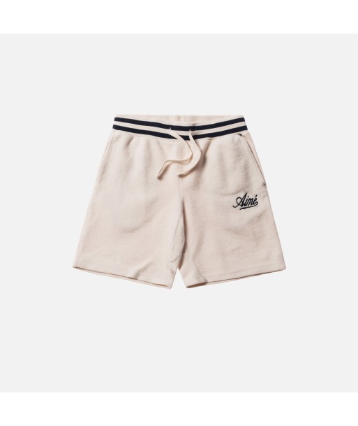 Aimé Leon Dore Reverse Fleece Shorts - Natural / Navy rembourrage situé sous