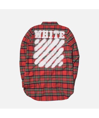 Off-White Diagonal Spray Button-Up - Red / White en stock