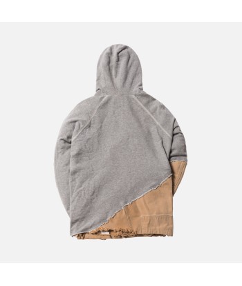 Greg Lauren Fleece Hoodie - Grey / Beige Paris Déstockage Promo