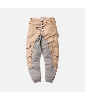 Greg Lauren Grey Fleece Drop Lounge Pant - Beige / Grey la colonne vertébrale