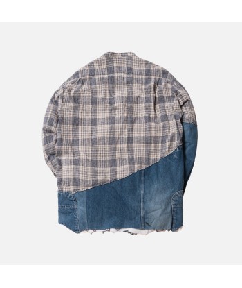 Greg Lauren 50/50 Ivory Homespun Vintage Denim Studio Shirt - Light Blue plus qu'un jeu 