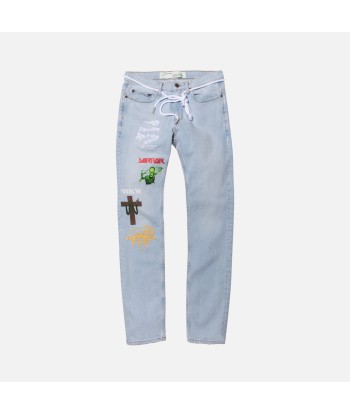 Off-White Mix Rock Skinny Denim - Light Blue Par le système avancé 