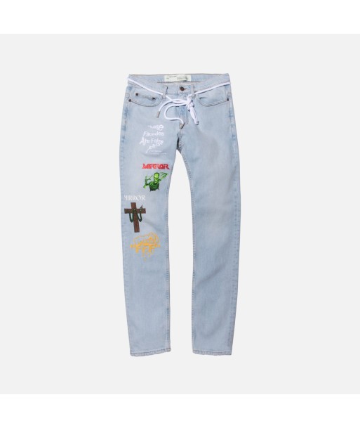 Off-White Mix Rock Skinny Denim - Light Blue Par le système avancé 