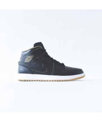 Nike Jordan Air Jordan 1 Mid - Black / White / Metallic Gold pas chere