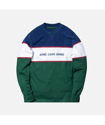 Aimé Leon Dore Color Blocked Logo Crewneck - Green / White / Navy le concept de la Pate a emporter 