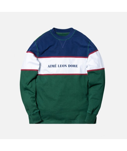 Aimé Leon Dore Color Blocked Logo Crewneck - Green / White / Navy le concept de la Pate a emporter 