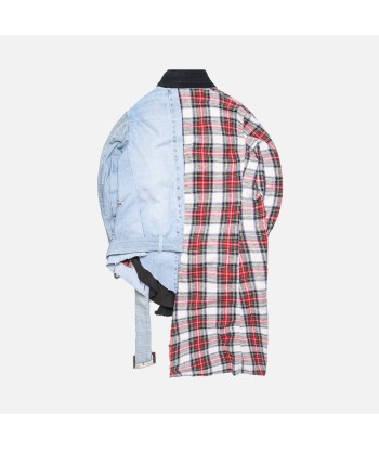 Greg Lauren 50/50 Highland Plaid Vintage Denim Asymmetrical GL1 - Multi france