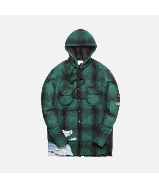 Greg Lauren Hunter Black Sherpa Lined Baja Studio Hoodie - Green / Black commande en ligne