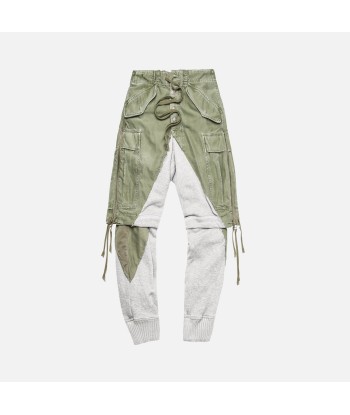 Greg Lauren Army M51 Vintage Denim Slim Lounge Pant - Olive / Grey 2023