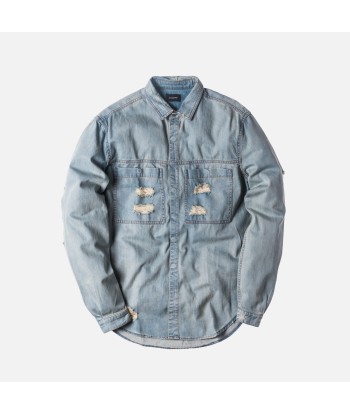 Stampd Distressed Against Denim Shirt - Washed Indigo pas cher