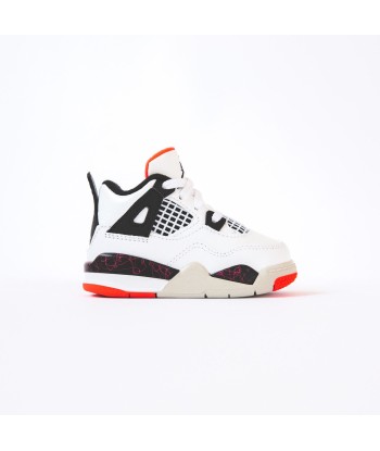 Nike TD Air Jordan 4 Retro - White / Black / Bright Crimson offre 