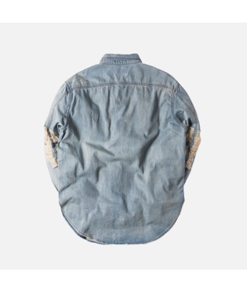 Stampd Distressed Against Denim Shirt - Washed Indigo pas cher