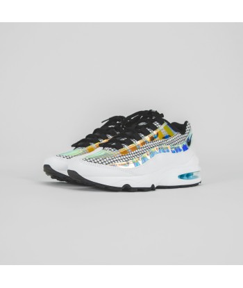 Nike Grade School Air Max 95 Lv8 - White / Black / Blue Gaze / Lime Blast offre 