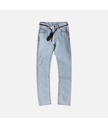 Off-White Diagonal Raw Cut Denim - Vintage Bleach Dans la société mordern