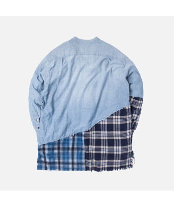 Greg Lauren 50/50 Plaid Studio Shirt - Chambray Blue ou a consommer sur place