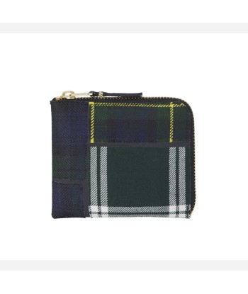 CDG Pocket Half Zip Tartan Patchwork Wallet - Blue est présent 