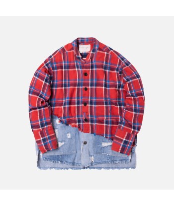 Greg Lauren 50/50 Studio Shirt - Red Plaid / Denim de France