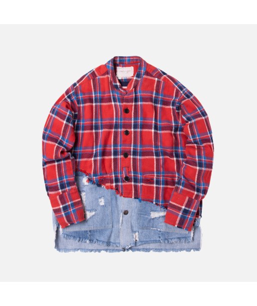 Greg Lauren 50/50 Studio Shirt - Red Plaid / Denim de France