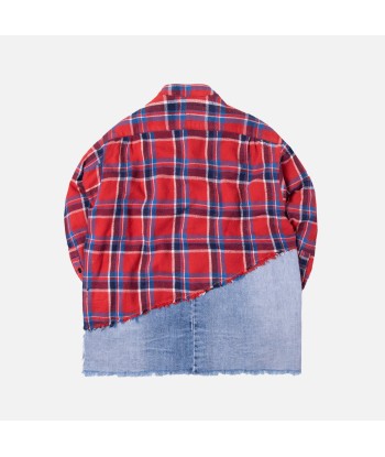 Greg Lauren 50/50 Studio Shirt - Red Plaid / Denim de France