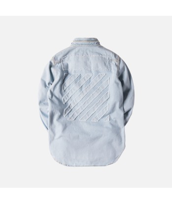 Off-White Diagonal Raw Cut Denim Button-Up - Vintage Bleach Voir les baskets