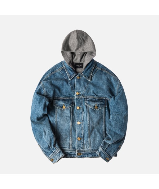 Fear of God 5th Collection Selvedge Denim Terry Hooded Trucker Jacket - Vintage Indigo 2024